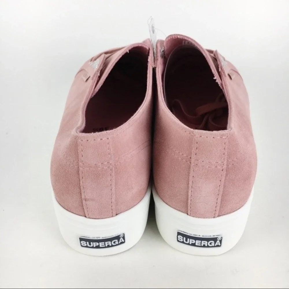 NEW Superga 2790 SUECOTLINW‎ Pink Peach Suede Leather Platform Sneakers Shoes 9
